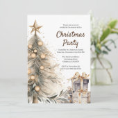 Rustieke kerstboom vakantie feestuitnodiging aankondiging (Staand voorkant)