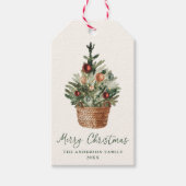 Rustieke Kerstboomornamenten Crème Vakantie Cadeaulabel (Voorkant)