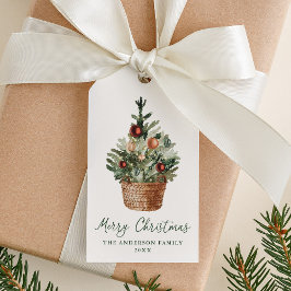 Rustieke Kerstboomornamenten Crème Vakantie Cadeaulabel