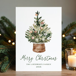 Rustieke kerstboomornamenten neutraal niet-foto feestdagenkaart