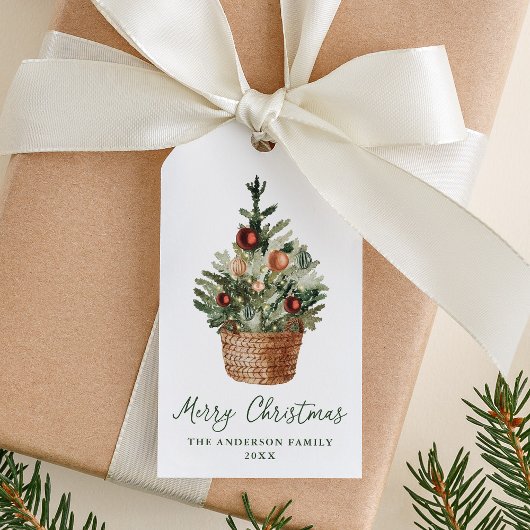 Rustieke Kerstboomornamenten Vakantie Cadeaulabel