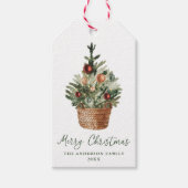 Rustieke Kerstboomornamenten Vakantie Cadeaulabel (Voorkant)