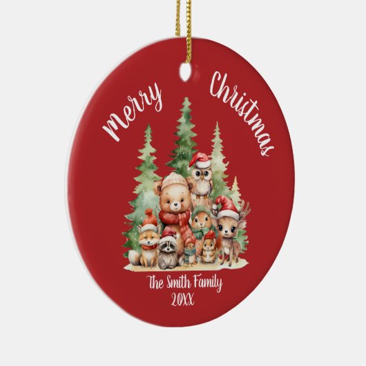 RUSTIEKE KERSTBOSSEN DIEREN KERAMISCH ORNAMENT (Rechts)