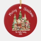 RUSTIEKE KERSTBOSSEN DIEREN KERAMISCH ORNAMENT (Voorkant)