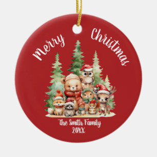 RUSTIEKE KERSTBOSSEN DIEREN KERAMISCH ORNAMENT