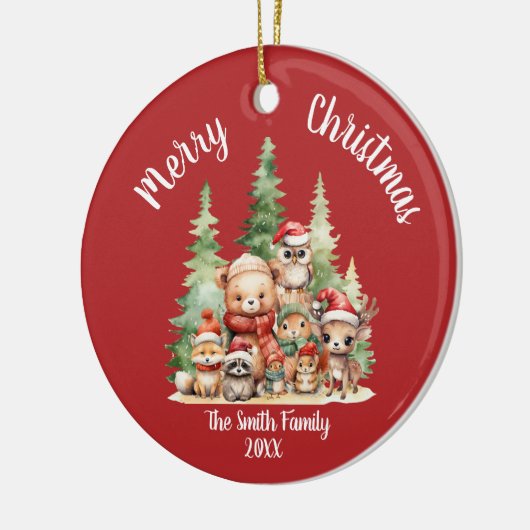 RUSTIEKE KERSTBOSSEN DIEREN KERAMISCH ORNAMENT (Links)