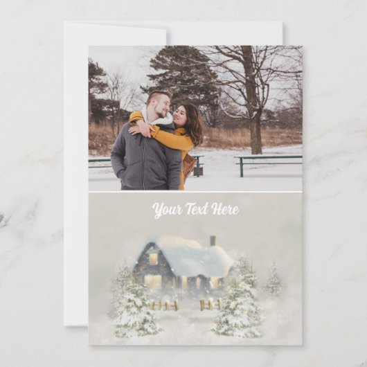 Rustieke Kerstcabine Winter Zonnehout Feestdagenkaart (Voorkant)