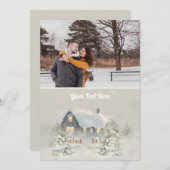 Rustieke Kerstcabine Winter Zonnehout Feestdagenkaart (Voorkant / Achterkant)