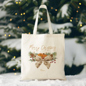 Rustieke kerstcadeaus dennen coquette boog bessen tote bag