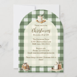 Rustieke Kerstcadeaus Mokken Groen Gingham Boog Kaart