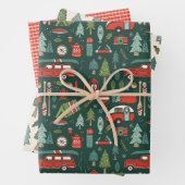 Rustieke kerstcamping inpakpapier vel (In situ)