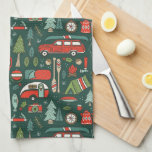 Rustieke kerstcamping theedoek<br><div class="desc">Een rustiek, met de hand getekend kerstontwerp met gezellige en leuke illustraties van het kamperen en het leven aan het meer. Kleuren omvatten traditionele kerstkleuren van groen, rood en wit, evenals donker blauwgroen en muntgroen. Een geweldig vakantiegeschenk dat een idee geeft voor de natuur liefhebber, kinder en meerderjarigen die van...</div>