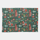 Rustieke kerstcamping theedoek (Horizontaal)
