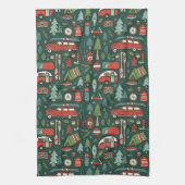 Rustieke kerstcamping theedoek (Verticaal)