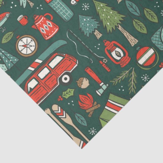 Rustieke kerstcamping tissuepapier (Detail)