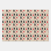 Rustieke kerstclipart met bomen en sneeuwvlokken inpakpapier vel (Voorkant 3)