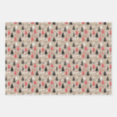 Rustieke kerstclipart met bomen en sneeuwvlokken inpakpapier vel (Voorkant 2)