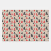 Rustieke kerstclipart met bomen en sneeuwvlokken inpakpapier vel (Voorkant)