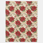 Rustieke Kerstdeken Rood & Wit Bloemmotief Fleece Deken (Voorkant)