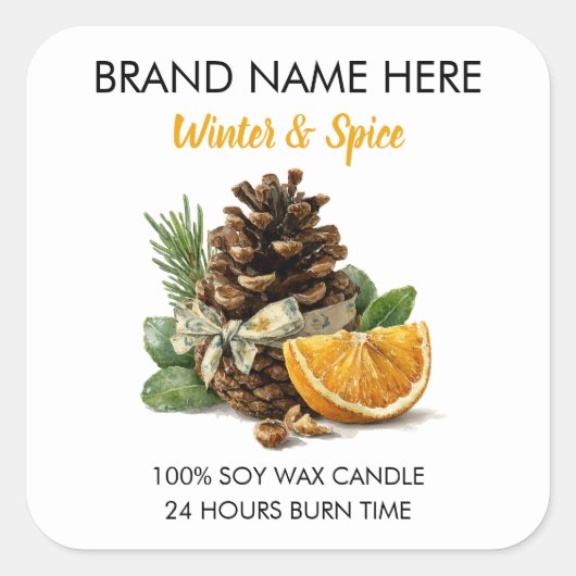 Rustieke Kerstdennen- en Citruskaarslabels Vierkante Sticker (Voorkant)