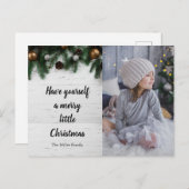 Rustieke kerstdennenboom op hout aangepaste foto feestdagenkaart (Voorkant / Achterkant)