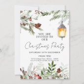 Rustieke kerstfeest uitnodiging Waterverf Groen (Voorkant)