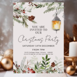 Rustieke kerstfeest uitnodiging Waterverf Groen