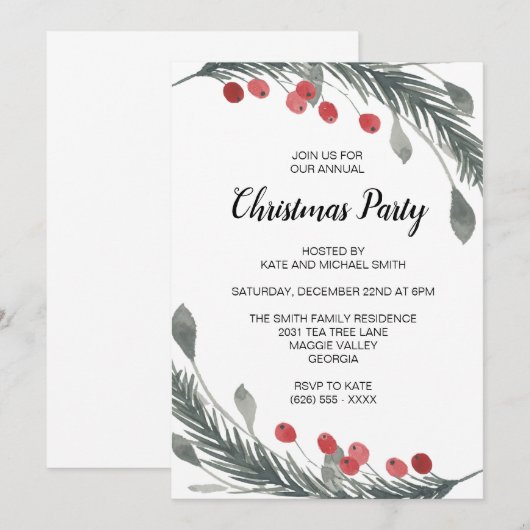 Rustieke Kerstfeest Winter Uitnodigingen (Voorkant / Achterkant)