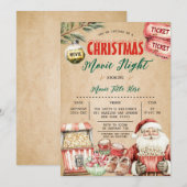 Rustieke kerstfilm Night Popcorn Santa Party Kaart (Voorkant / Achterkant)