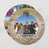 Rustieke Kerstfoto Collage Hout & Pine Cone Kaart (Voorkant / Achterkant)