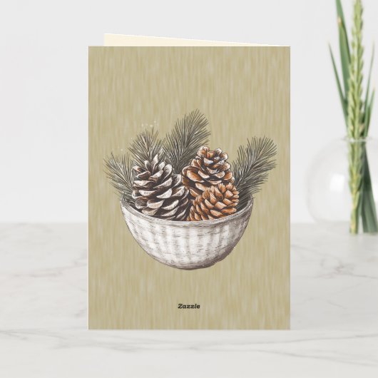 Rustieke Kerstfoto Pine Branches Bedankkaart (Achterkant)