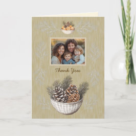 Rustieke Kerstfoto Pine Branches Bedankkaart