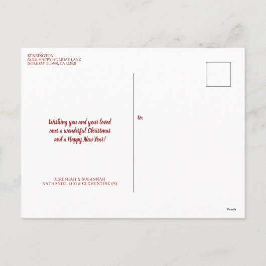 Rustieke Kersthertenornamenten Vakantiefoto Feestdagenkaart (Achterkant)