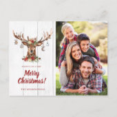 Rustieke Kersthertenornamenten Vakantiefoto Feestdagenkaart (Voorkant)