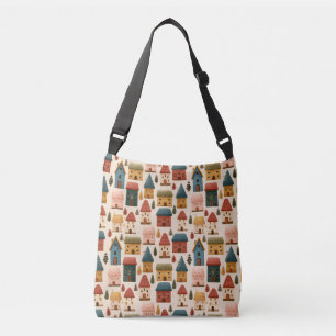 Rustieke Kersthuizen Naadloos Patroon Crossbody Tas