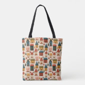 Rustieke Kersthuizen Naadloos Patroon Tote Bag (Achterkant)