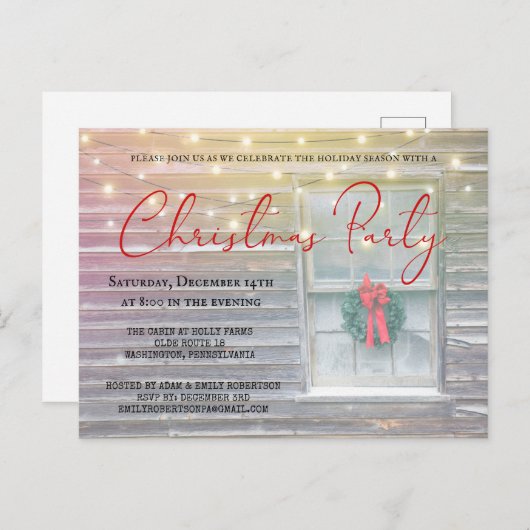 Rustieke Kersthut Kerstfeest Uitnodiging (Voorkant / Achterkant)