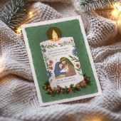 Rustieke kerstkaars Religieus Kerstmis Plat Feestdagenkaart