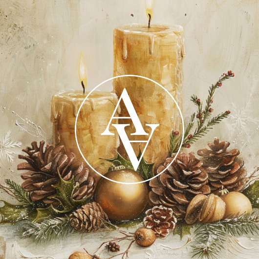 Rustieke kerstkaars schilderij stilleven poster