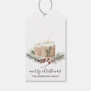 Rustieke kerstkaarsen Pine Boughs Gift Label Cadeaulabel