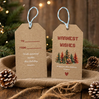 Rustieke Kerstkaart | Hartelijke Wensen Herfst Cadeaulabel