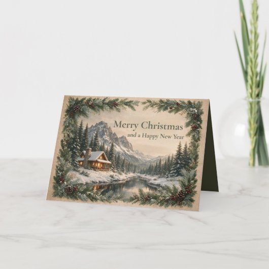 Rustieke kerstkaart kaart (Voorkant)