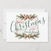 Rustieke kerstkaart met aangepaste naam (Voorkant)