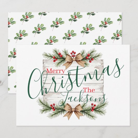 Rustieke kerstkaart met aangepaste naam (Voorkant / Achterkant)