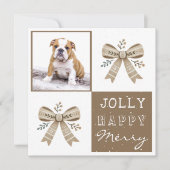 Rustieke kerstkaart met foto en strik (Voorkant)