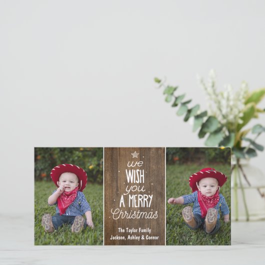 Rustieke kerstkaart - Vrolijk kerstfeest (Staand voorkant)