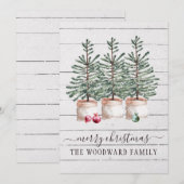Rustieke kerstkaarten met bomen (Voorkant / Achterkant)