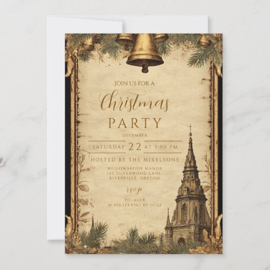 Rustieke kerstklokken kaart (Voorkant)