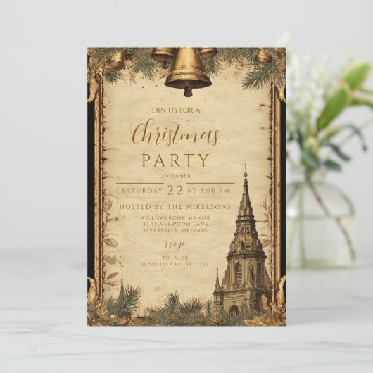 Rustieke kerstklokken kaart (Staand voorkant)