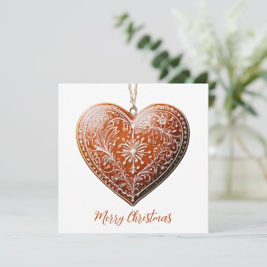 Rustieke kerstkoekje versierd met traditionele feestdagenkaart (Staand voorkant)